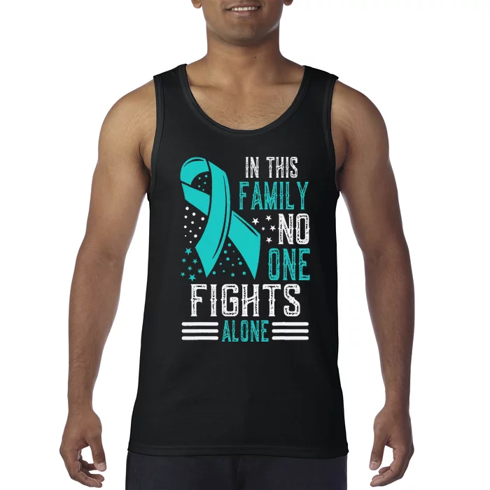 Ovarian Cancer Awareness Month Teal Rainbow Ribbon Gift Tank Top