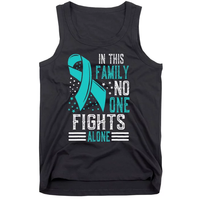 Ovarian Cancer Awareness Month Teal Rainbow Ribbon Gift Tank Top