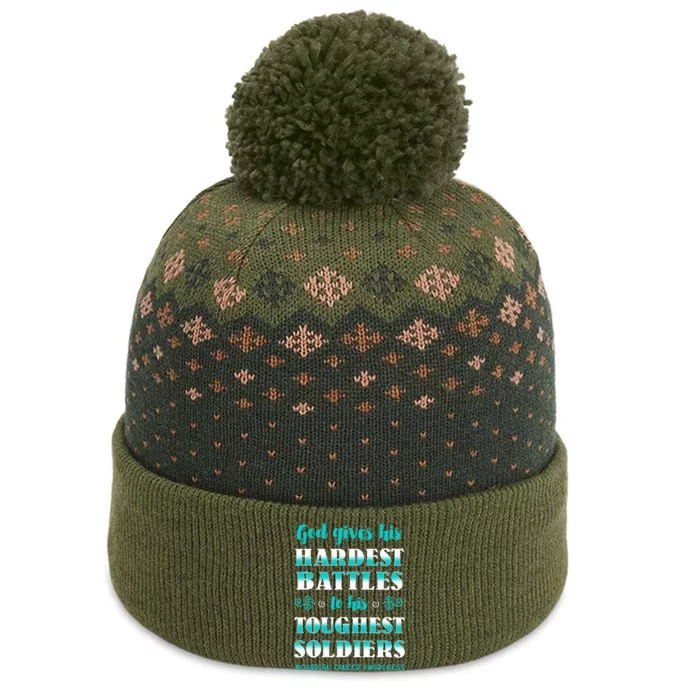 Ovarian Cancer Awareness Apparel Teal Carcinoma Gynecology The Baniff Cuffed Pom Beanie