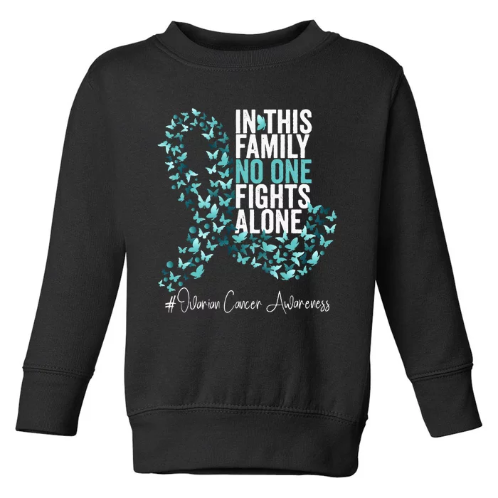 Ovarian Cancer Awareness Month Teal Ribbon Toddler Sweatshirt