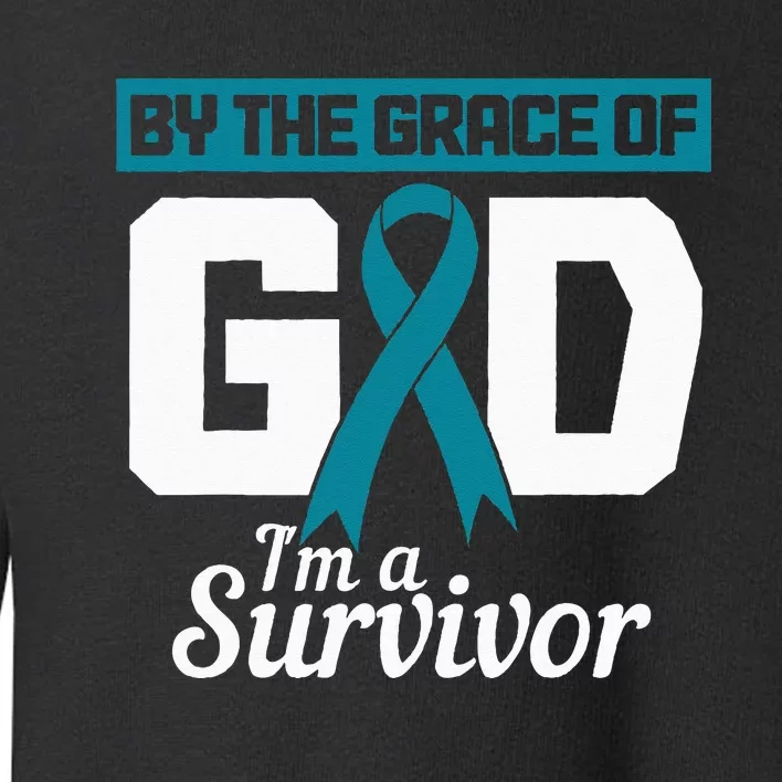 Ovarian Cancer Awareness Month Woman Teal Ribbon Survivor Toddler Sweatshirt