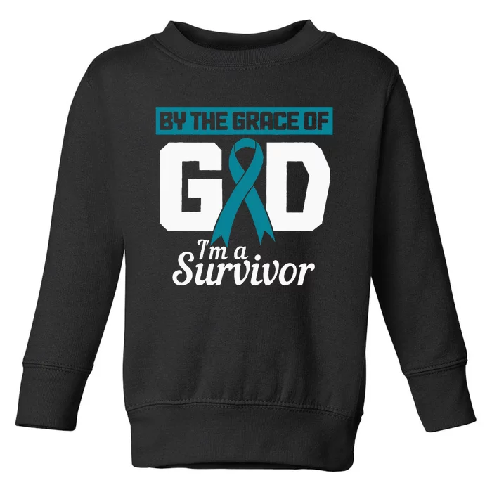 Ovarian Cancer Awareness Month Woman Teal Ribbon Survivor Toddler Sweatshirt