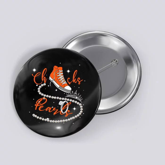 Orange Chucks And Pearls Button