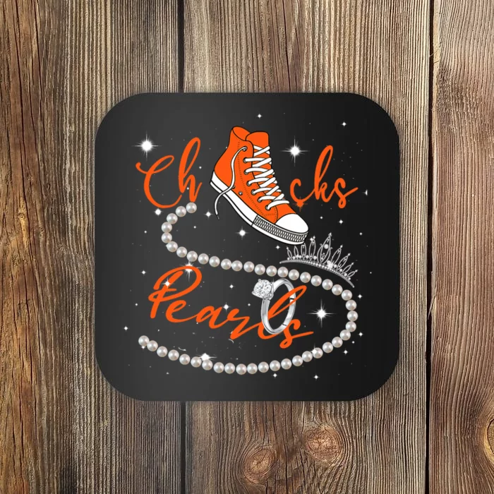 Orange Chucks And Pearls Coaster