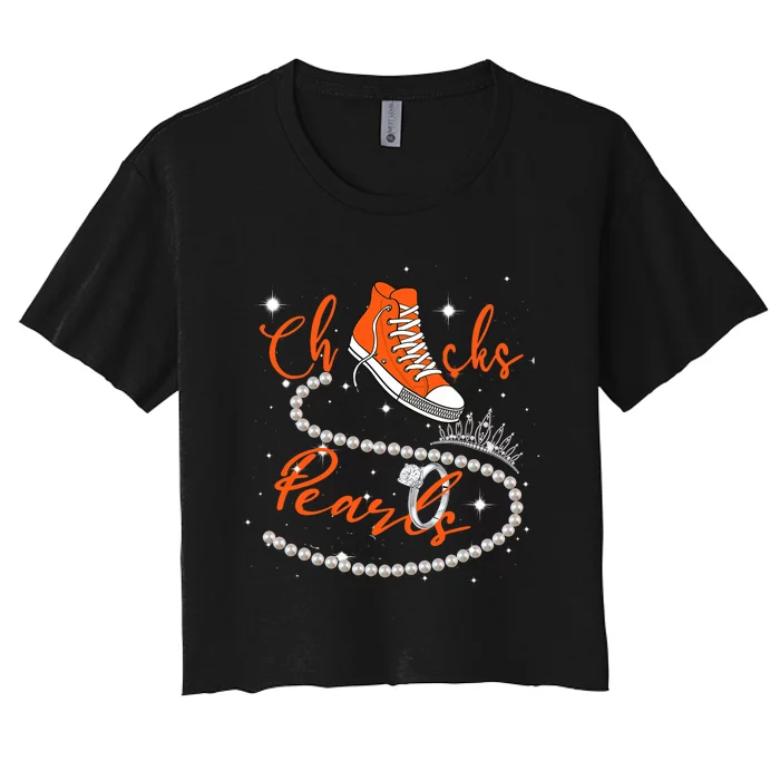 Orange Chucks And Pearls Women's Crop Top Tee