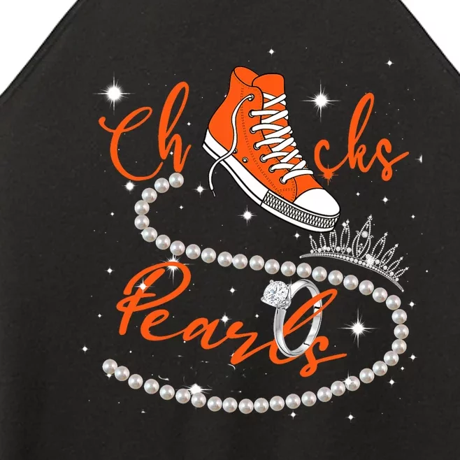 Orange Chucks And Pearls Women’s Perfect Tri Rocker Tank