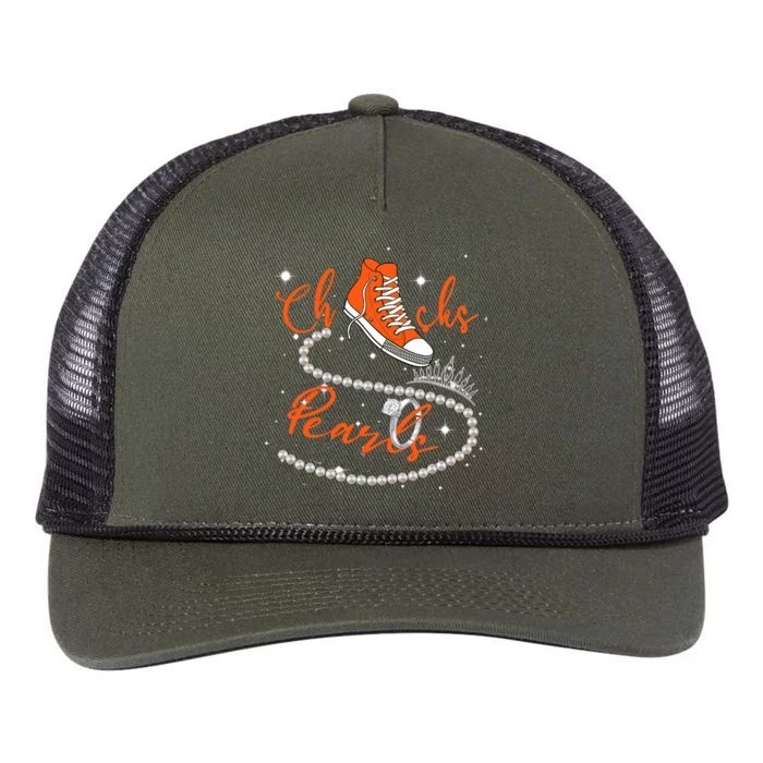 Orange Chucks And Pearls Retro Rope Trucker Hat Cap