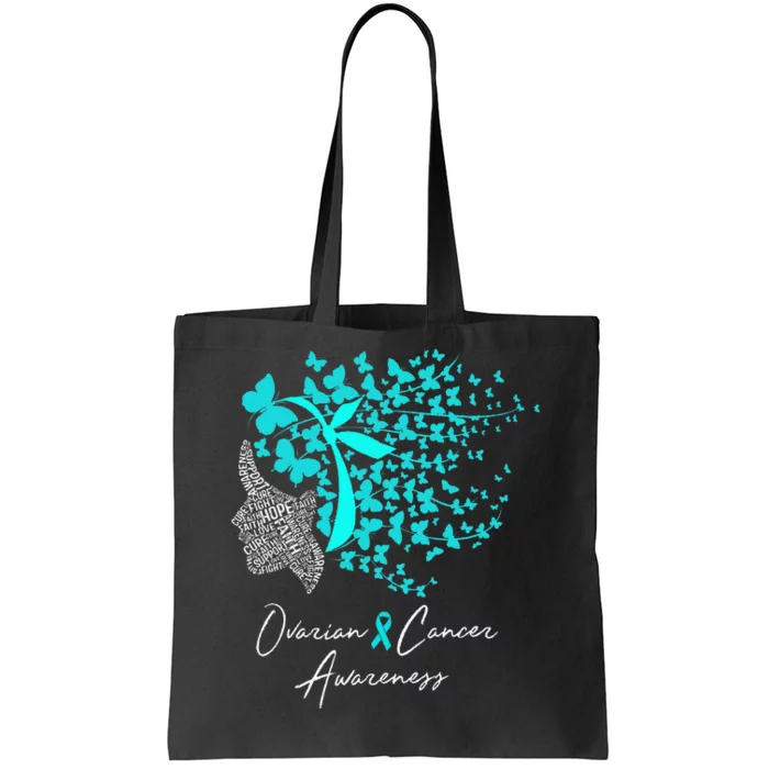 Ovarian Cancer Awareness Teal Butterflies Tote Bag