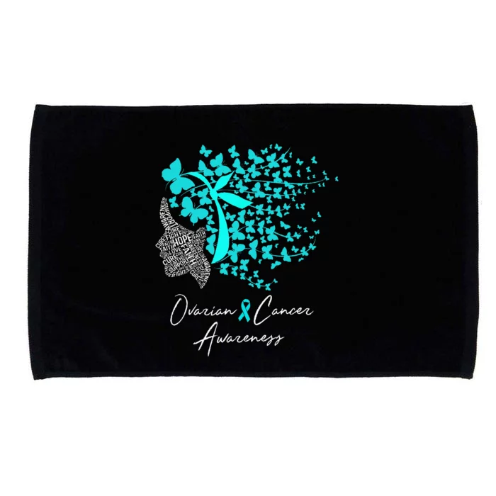 Ovarian Cancer Awareness Teal Butterflies Microfiber Hand Towel