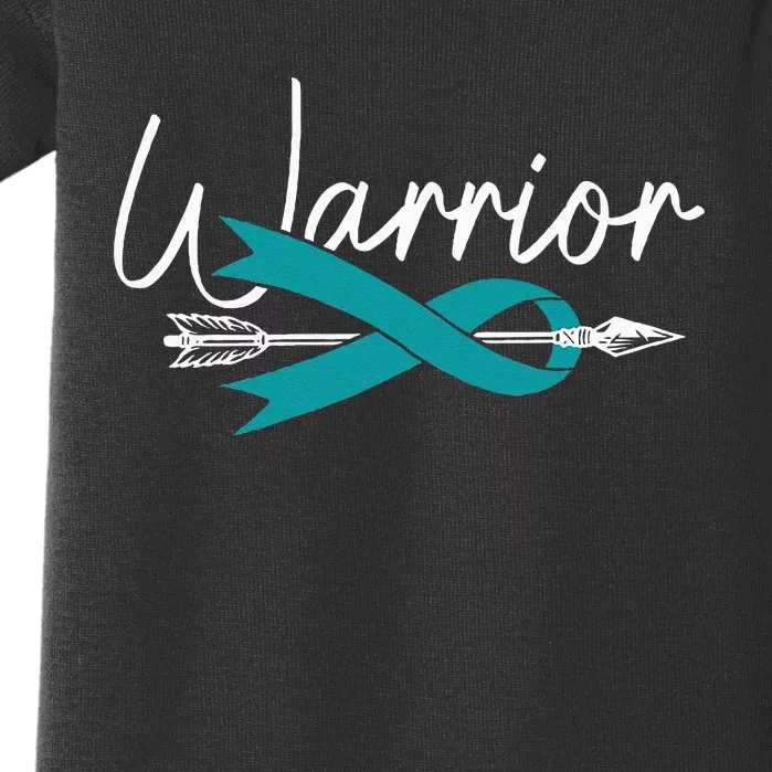 Ovarian Cancer Awareness Month Woman Teal Ribbon Warrior Baby Bodysuit