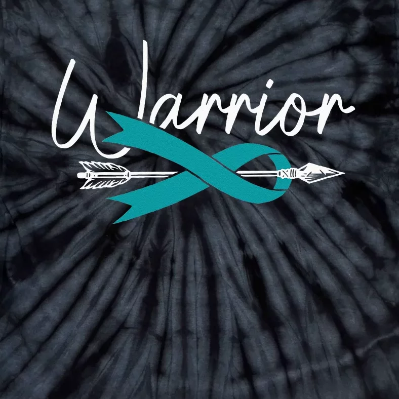 Ovarian Cancer Awareness Month Woman Teal Ribbon Warrior Tie-Dye T-Shirt