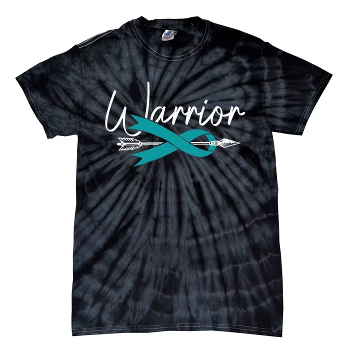 Ovarian Cancer Awareness Month Woman Teal Ribbon Warrior Tie-Dye T-Shirt