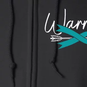 Ovarian Cancer Awareness Month Woman Teal Ribbon Warrior Full Zip Hoodie