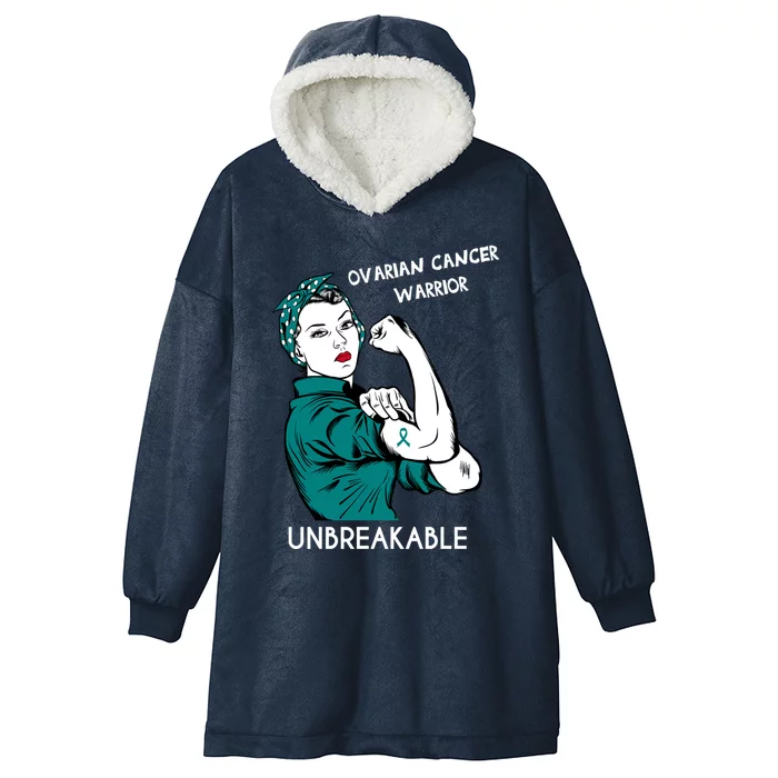 Ovarian Cancer Awareness Month Unbreakable Warrior Gift Hooded Wearable Blanket