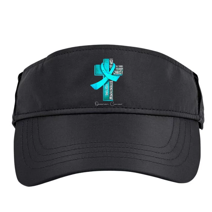 Ovarian Cancer Awareness Teal Ribbon Christian Cross Adult Drive Performance Visor