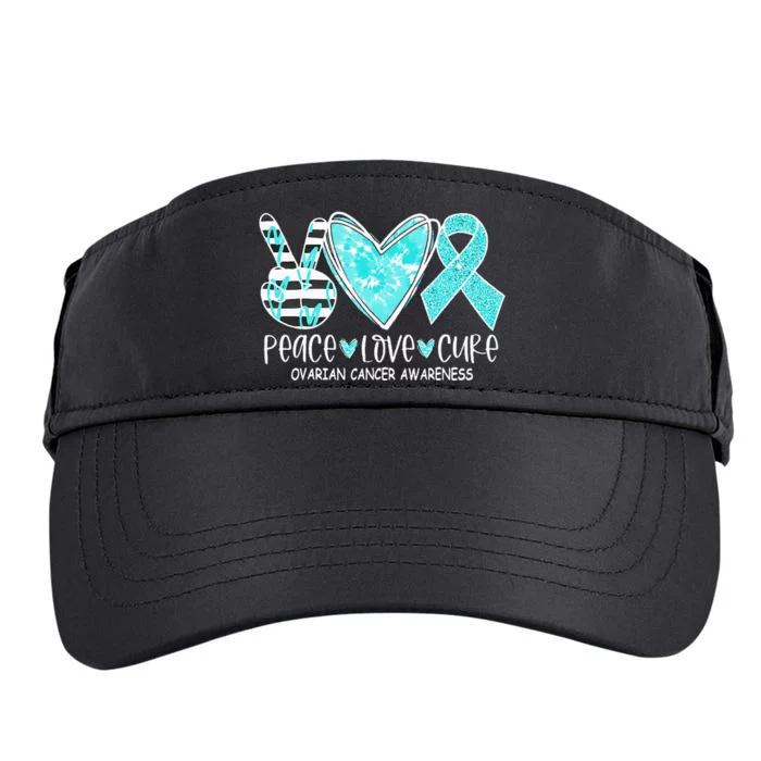 Ovarian Cancer Awareness Teal Ribbon Heart Peace Love Cure Adult Drive Performance Visor