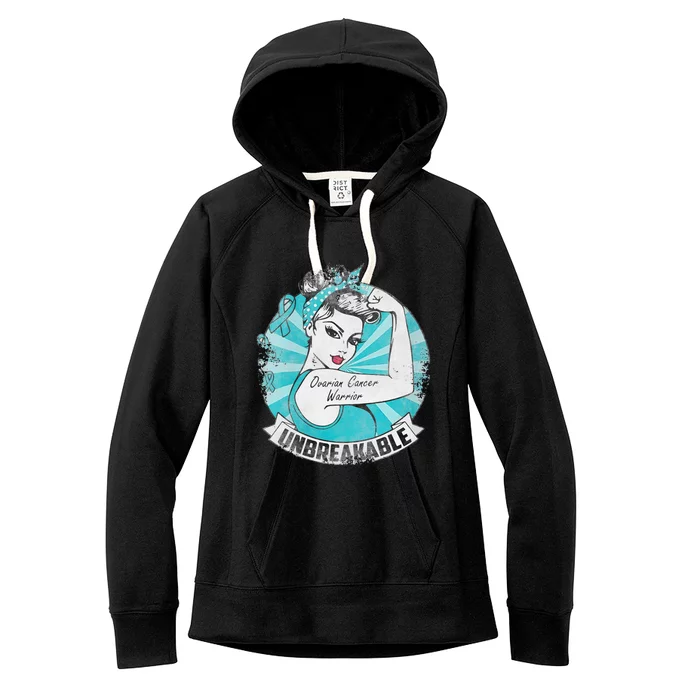 Ovarian Cancer Awareness Warrior Unbreakable Support Squad Women's Fleece Hoodie