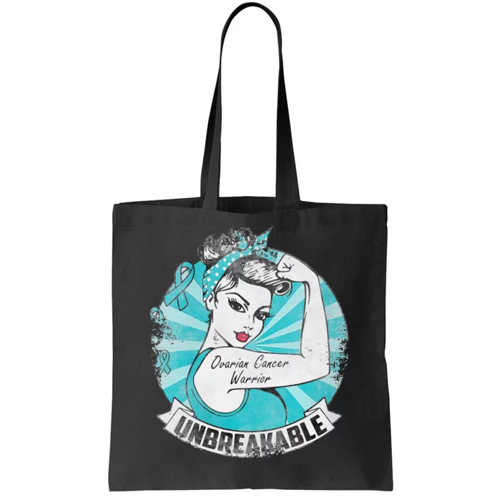 Ovarian Cancer Awareness Warrior Unbreakable Support Squad Tote Bag