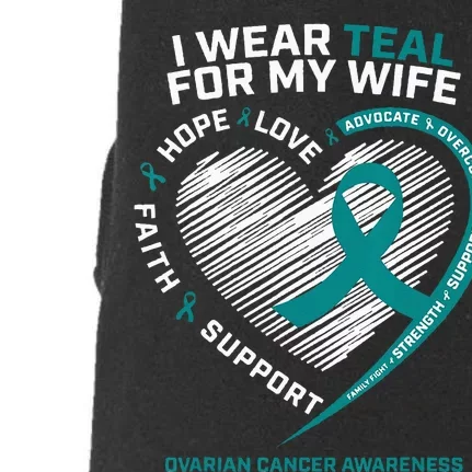 Ovarian Cancer Awareness Wife Husband Cancer Doggie 3-End Fleece Hoodie