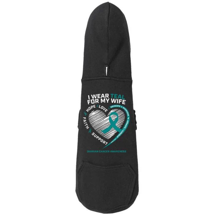 Ovarian Cancer Awareness Wife Husband Cancer Doggie 3-End Fleece Hoodie