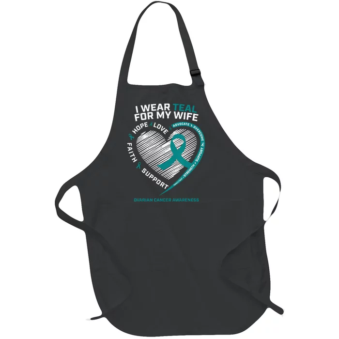 Ovarian Cancer Awareness Wife Husband Cancer Full-Length Apron With Pocket