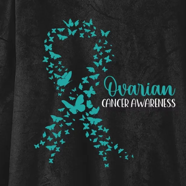 Ovarian Cancer Awareness Teal Ribbon Warrior Survivor Hooded Wearable Blanket