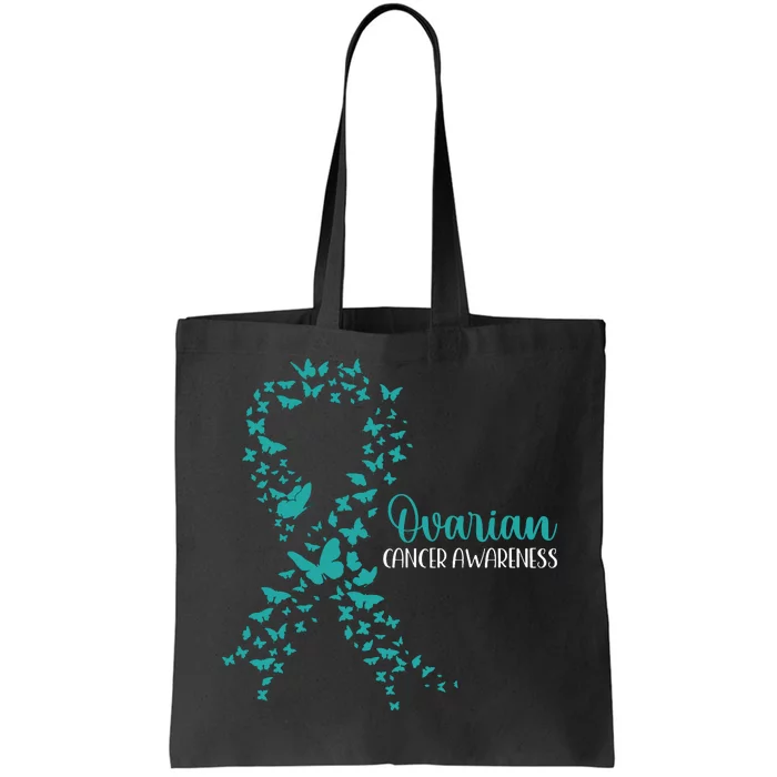 Ovarian Cancer Awareness Teal Ribbon Warrior Survivor Tote Bag