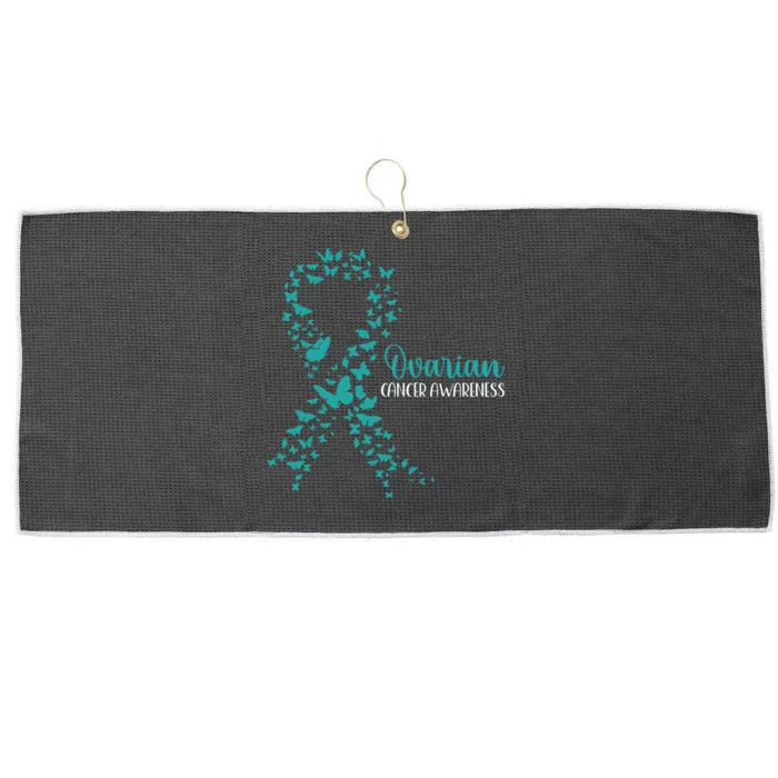 Ovarian Cancer Awareness Teal Ribbon Warrior Survivor Large Microfiber Waffle Golf Towel