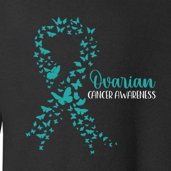 Ovarian Cancer Awareness Teal Ribbon Warrior Survivor Toddler Sweatshirt