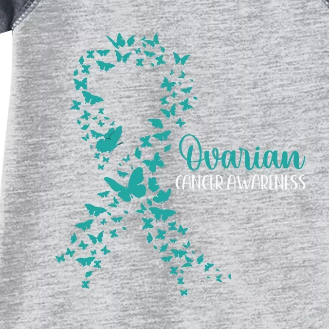 Ovarian Cancer Awareness Teal Ribbon Warrior Survivor Infant Baby Jersey Bodysuit