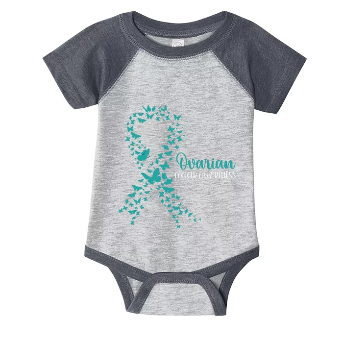 Ovarian Cancer Awareness Teal Ribbon Warrior Survivor Infant Baby Jersey Bodysuit