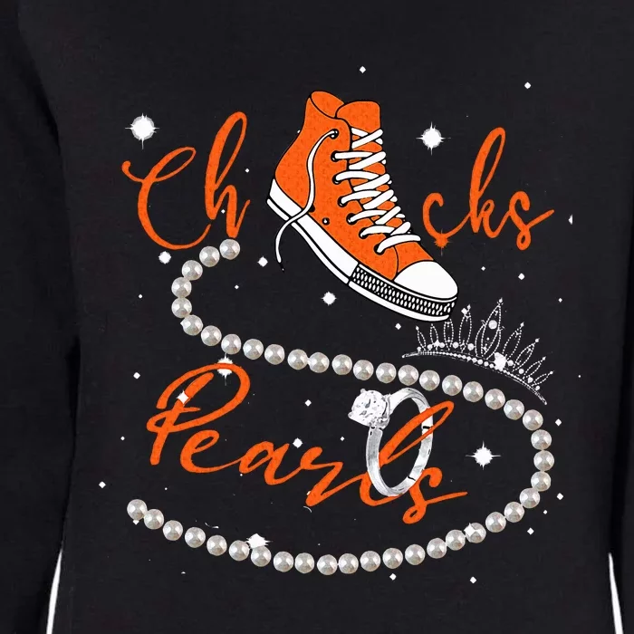 Orange Chucks And Pearls Womens California Wash Sweatshirt