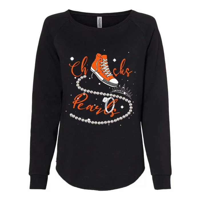 Orange Chucks And Pearls Womens California Wash Sweatshirt