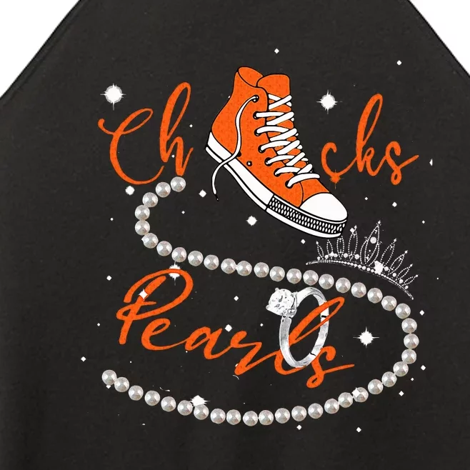 Orange Chucks And Pearls Women’s Perfect Tri Rocker Tank