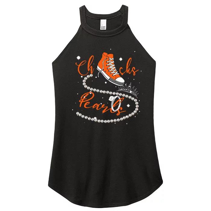 Orange Chucks And Pearls Women’s Perfect Tri Rocker Tank