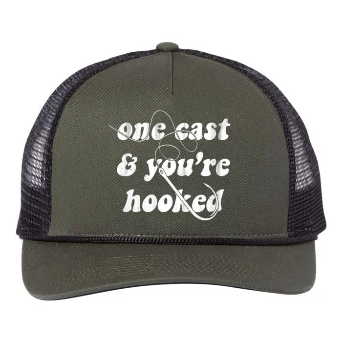 One Cast And Youre Hooked Fishing Retro Rope Trucker Hat Cap