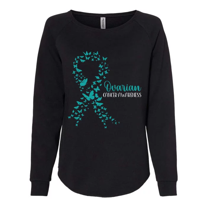 Ovarian Cancer Awareness Teal Ribbon Warrior Survivor Gift Womens California Wash Sweatshirt