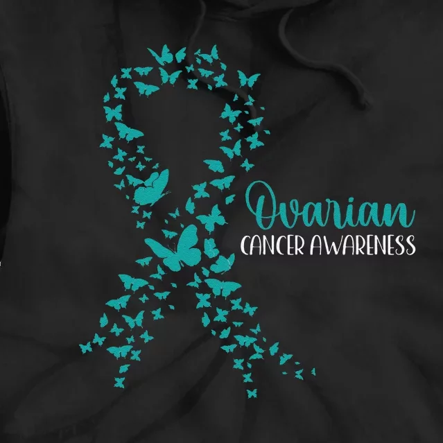 Ovarian Cancer Awareness Teal Ribbon Warrior Survivor Gift Tie Dye Hoodie