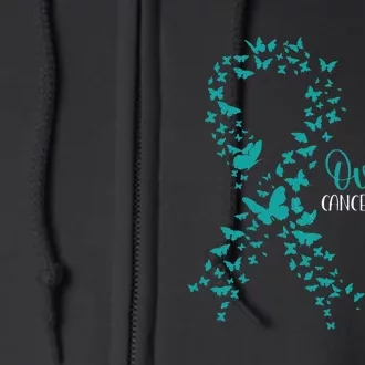 Ovarian Cancer Awareness Teal Ribbon Warrior Survivor Gift Full Zip Hoodie