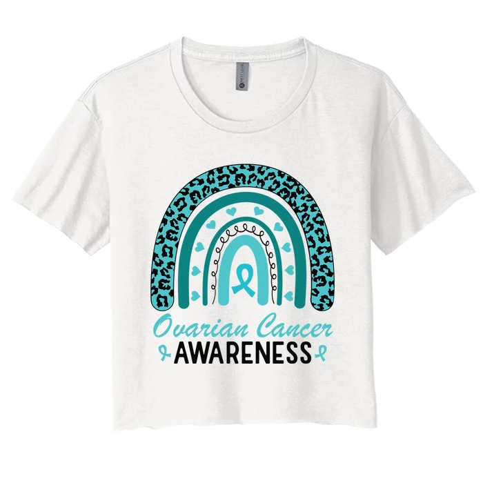 Ovarian Cancer Awareness Rainbow Women's Crop Top Tee