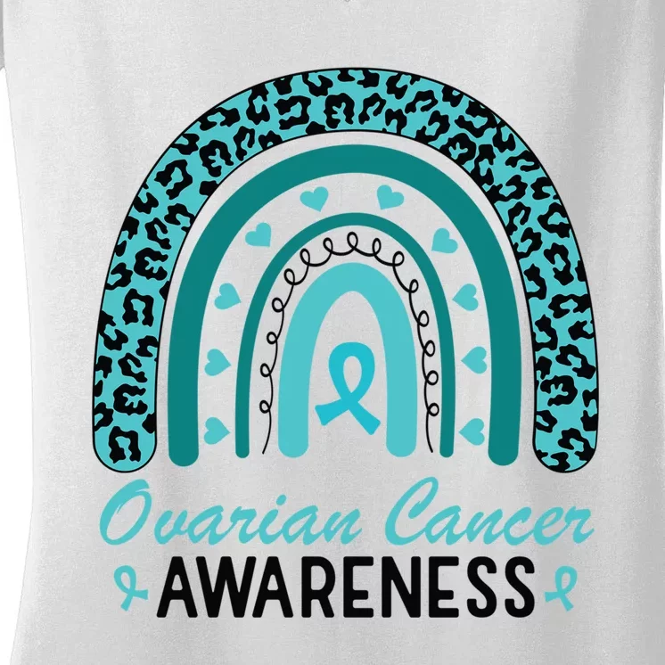 Ovarian Cancer Awareness Rainbow Women's V-Neck T-Shirt