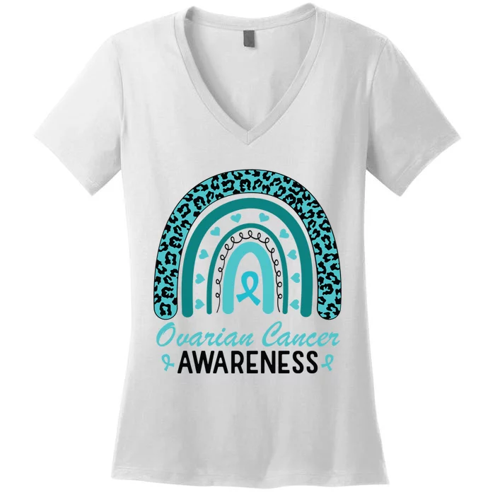 Ovarian Cancer Awareness Rainbow Women's V-Neck T-Shirt