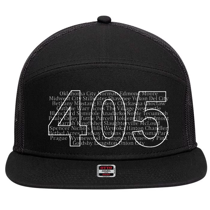 Oklahoma City And Its Suburbs Area Code 405 Cities 7 Panel Mesh Trucker Snapback Hat