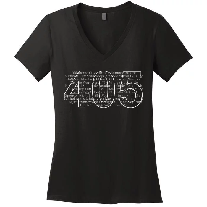 Oklahoma City And Its Suburbs Area Code 405 Cities Women's V-Neck T-Shirt