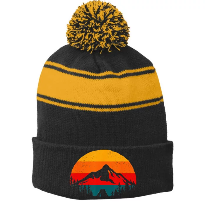 Outdoor Camping Apparel Hiking Backpacking Camping Stripe Pom Pom Beanie