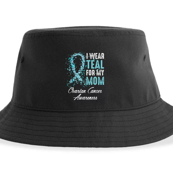 Ovarian Cancer Awareness I Wear Teal For My Mom Mother Sustainable Bucket Hat