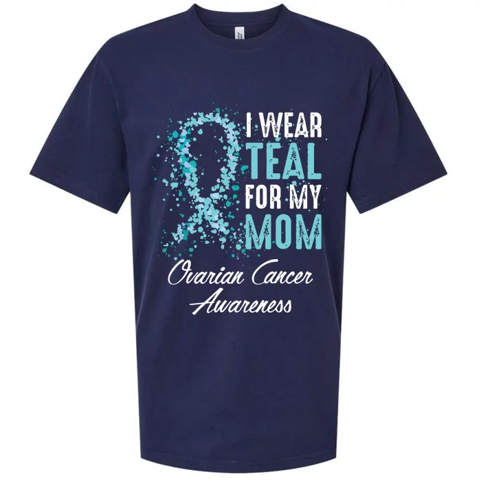 Ovarian Cancer Awareness I Wear Teal For My Mom Mother Sueded Cloud Jersey T-Shirt