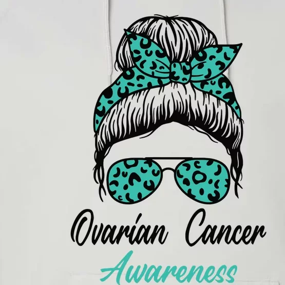 Ovarian Cancer Awareness Messy Bun Support Women Performance Fleece Hoodie