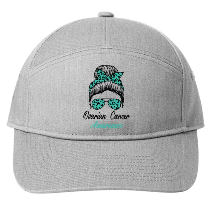 Ovarian Cancer Awareness Messy Bun Support Women 7-Panel Snapback Hat