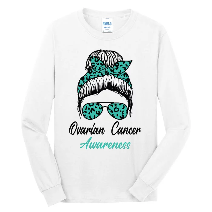 Ovarian Cancer Awareness Messy Bun Support Women Tall Long Sleeve T-Shirt